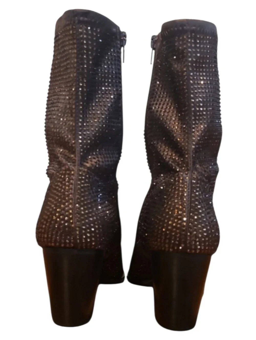 Gianni Bini Zeller Rhinestone Mesh Block Heel Booties Brown Sz 8 New